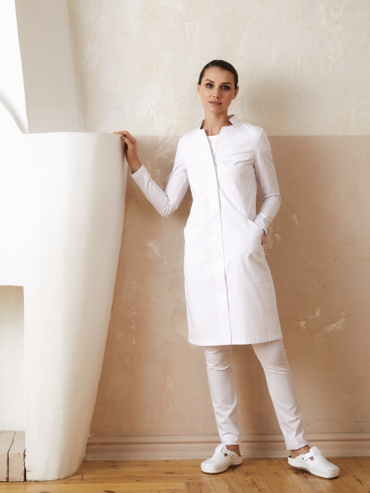 Медицинский женский халат белый длинный рукав Лечи Красиво 2055
