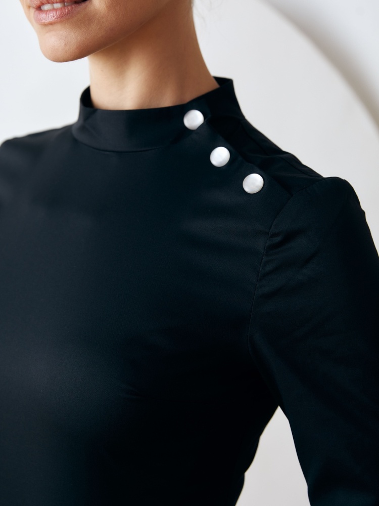 Медицинская женская блуза черная Лечи Красиво 113