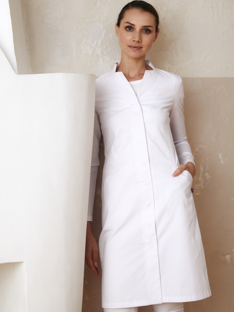 Медицинский женский халат белый длинный рукав Лечи Красиво 2055