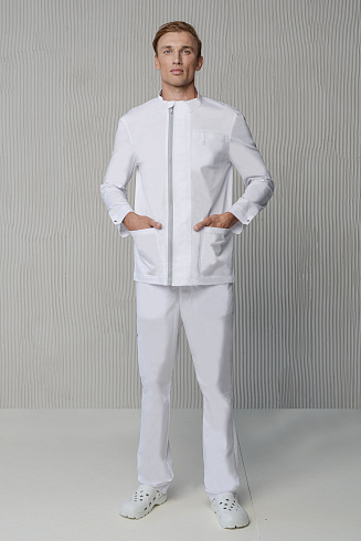 Медицинская куртка мужская белого цвета Вне времени N020A