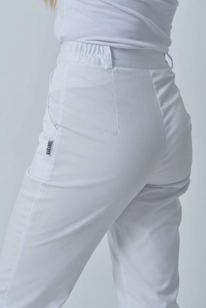 Медицинские брюки женские со стрелками белые Karamel KL304