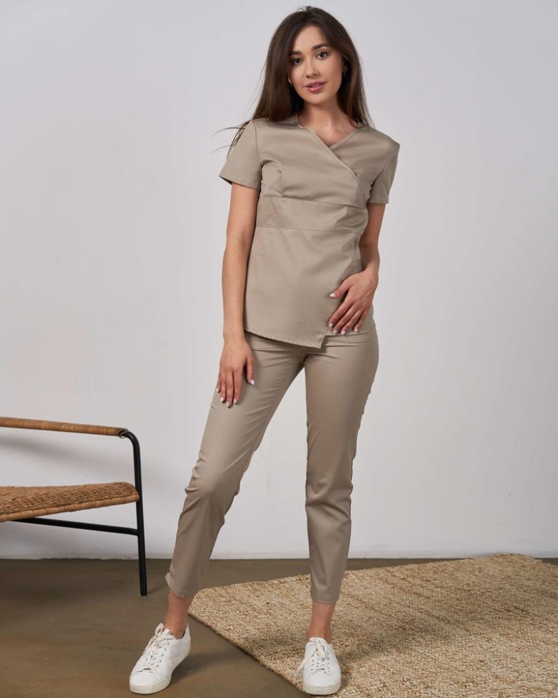 Медицинские брюки женские, коричневого цвета, Karamel kl302