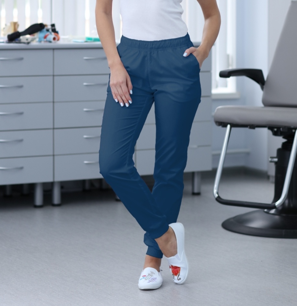 Медицинские брюки джоггеры женские, цвета синий опал Medical Service 41