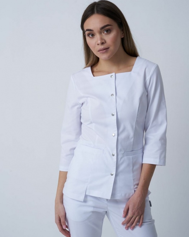 Медицинская женская блуза белая Karamel kl205