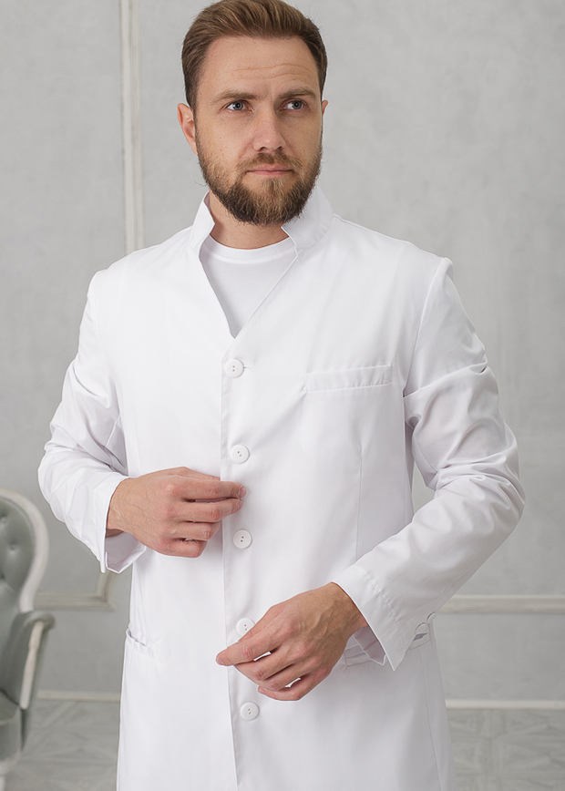 Медицинский мужской халат белый Лечи Красиво 612