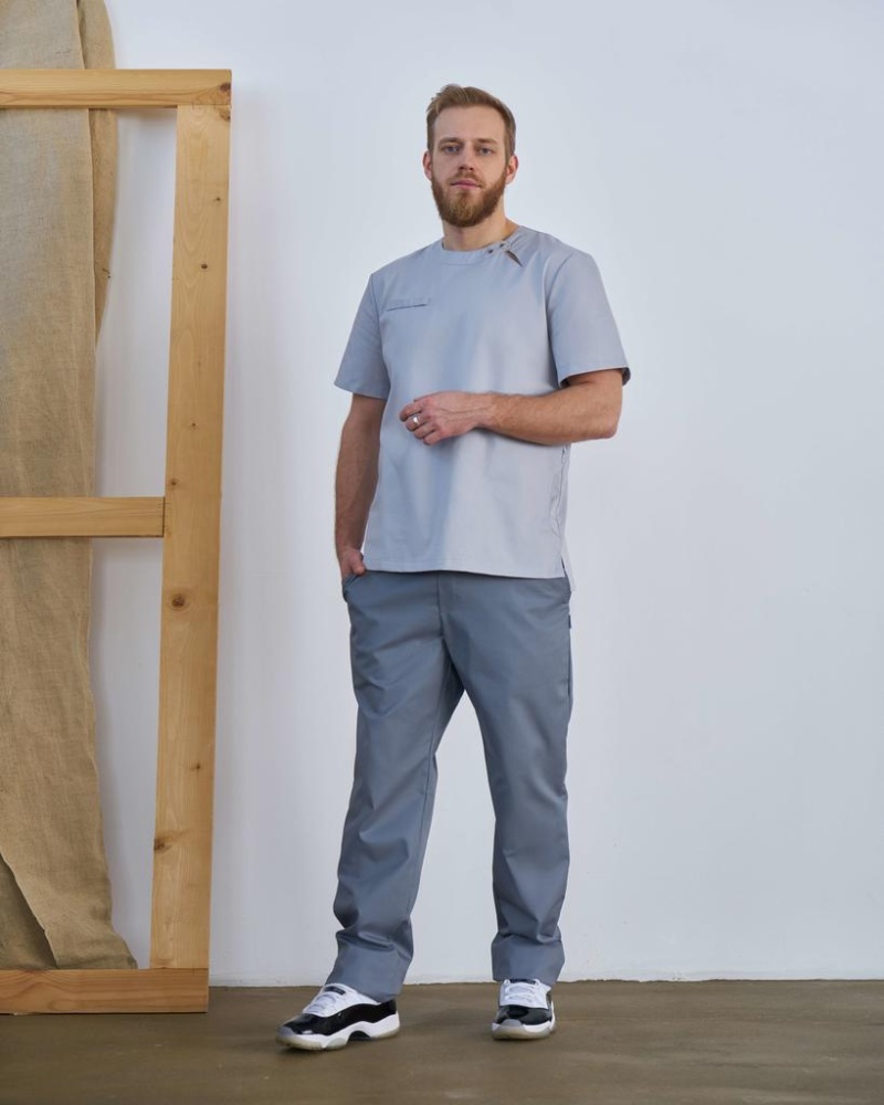 Медицинские брюки мужские, графитового цвета Karamel Km301