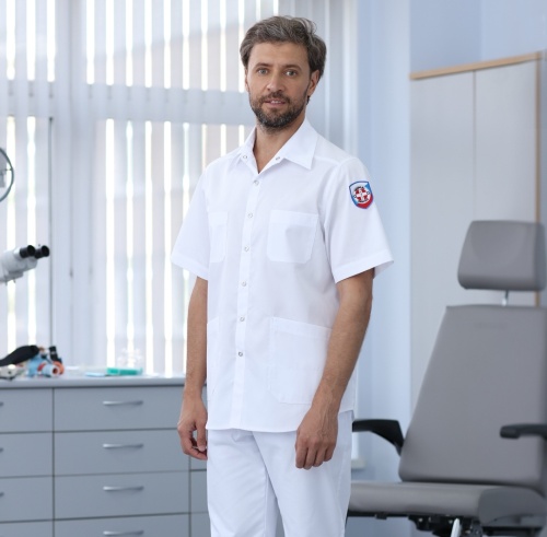 Медицинская куртка мужская белого цвета Medical Service 15