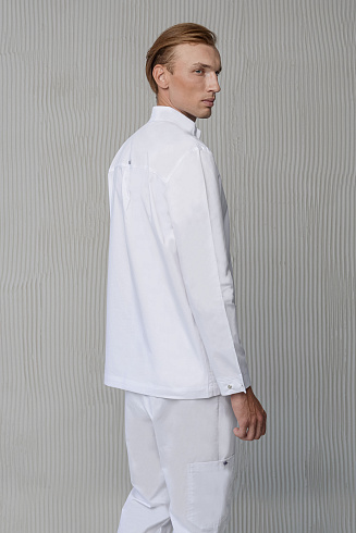 Медицинская куртка мужская белого цвета Вне времени N020A