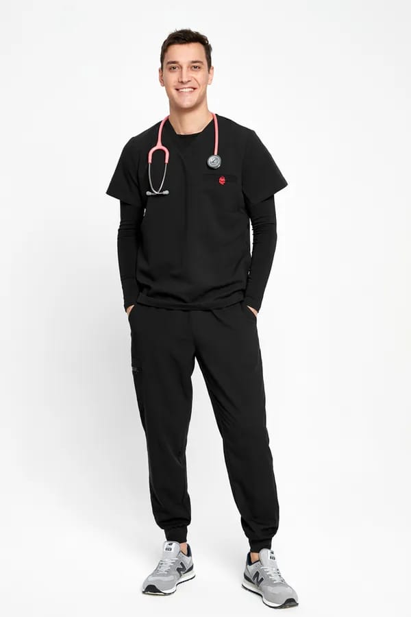 Медицинская куртка мужская черного цвета DOC'S MR-4