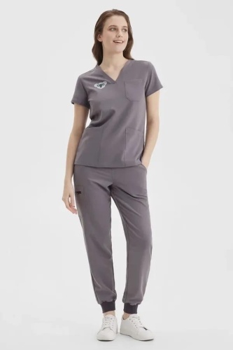 Медицинская блуза женская серого цвета DOC'S SUN-3