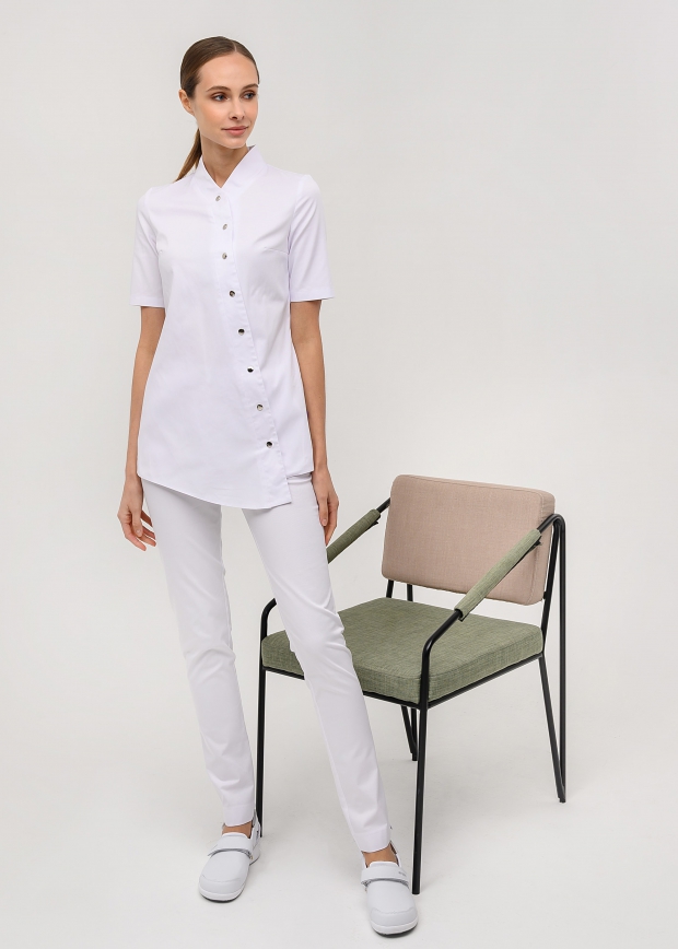 Медицинская женская блуза белая Лечи Красиво 1035