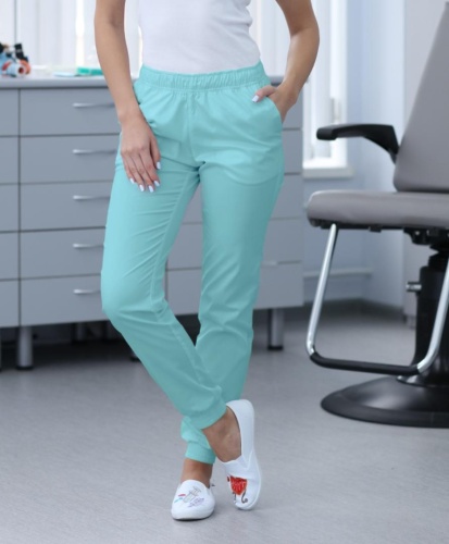 Медицинские брюки джоггеры женские голубые Medical Service 41