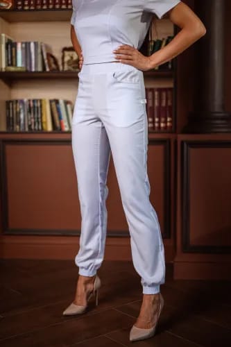 Медицинские брюки женские, белого цвета, ДНК+ 3-412
