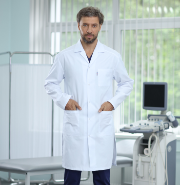 Медицинский мужской халат белый Medical Service ST11