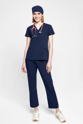 Медицинская куртка женская темно - синяя без принта DOC'S DR1-230-30
