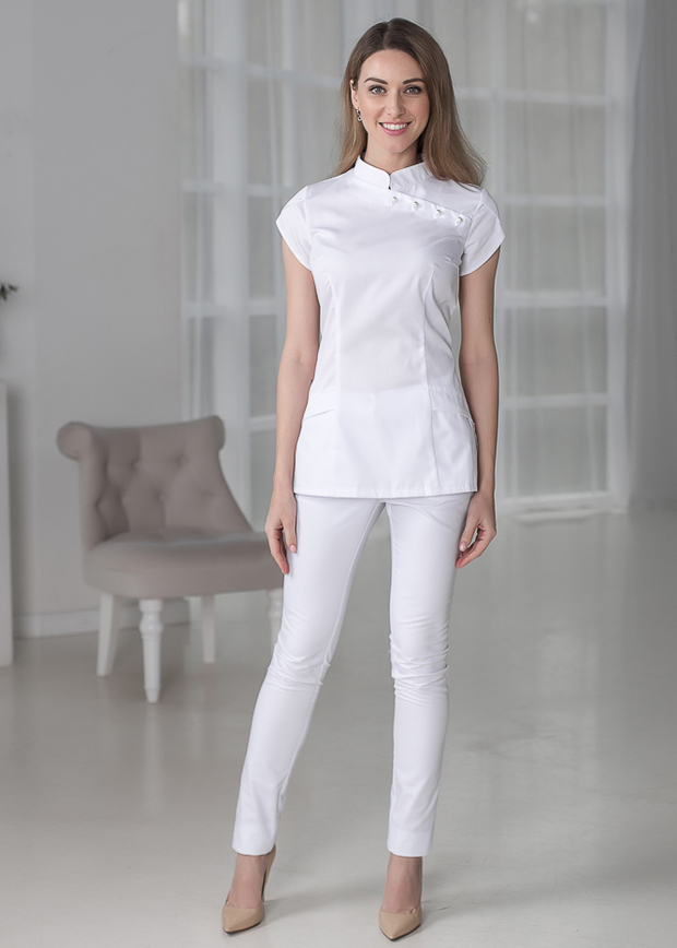 Медицинская женская блуза белая Лечи Красиво 1039