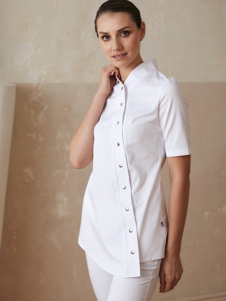 Медицинская женская блуза белая Лечи Красиво 1035