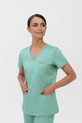 Медицинская куртка женская зеленого цвета Вне времени CH020