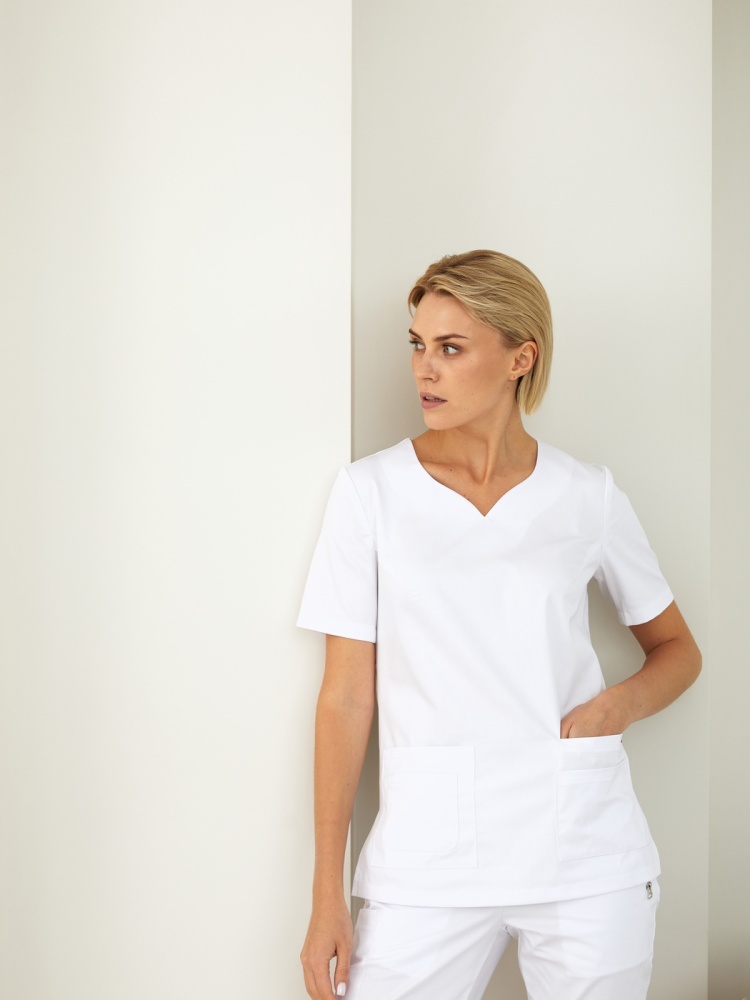 Медицинская женская блуза белая Лечи Красиво 156