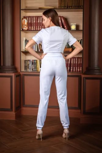 Медицинские брюки женские, белого цвета, ДНК+ 3-412