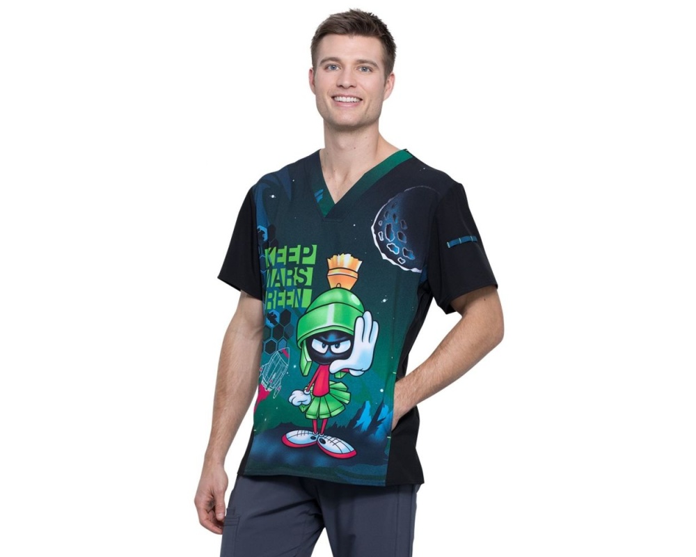 Медицинская мужская рубашка-топ с принтом Marvin Cherokee Tooniforms TF708 LTMG