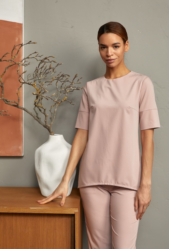 Медицинская блуза женская, пудрового цвета, Лечи красиво 108