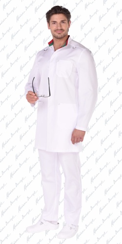 Медицинский мужской халат белый Модный Доктор M-3210А/1у