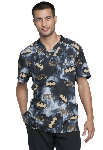 Медицинская мужская рубашка-топ с принтом Batmen Cherokee Tooniforms TF730 DMK 
