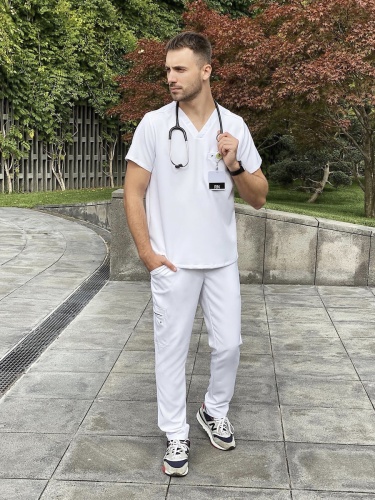 Медицинские брюки мужские белые WEARPLUS Joe