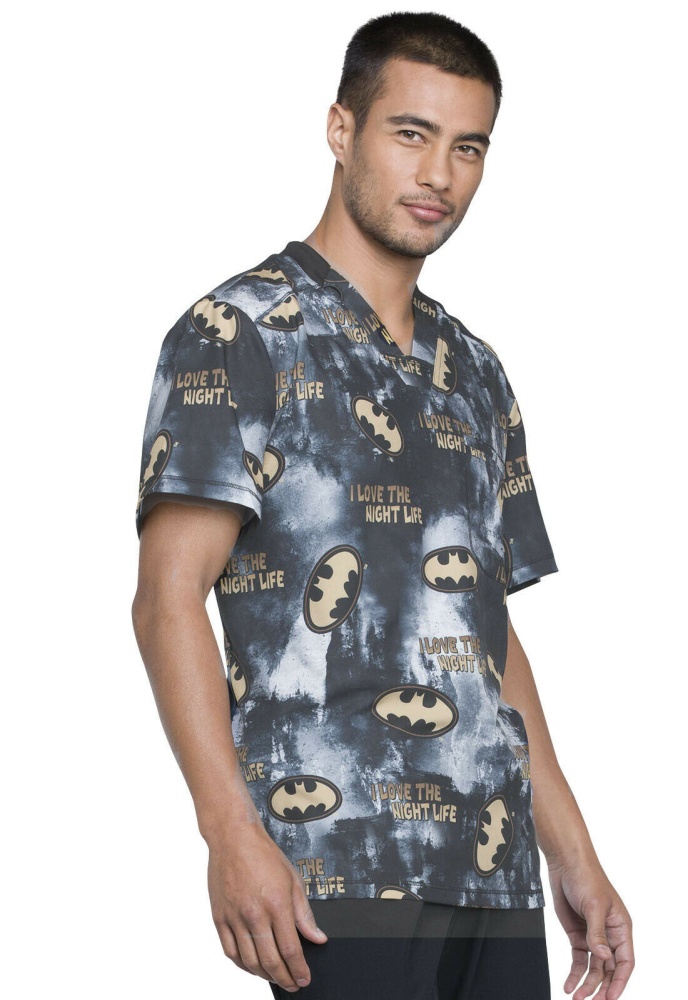 Медицинская мужская рубашка-топ с принтом Batmen Cherokee Tooniforms TF730 DMK 