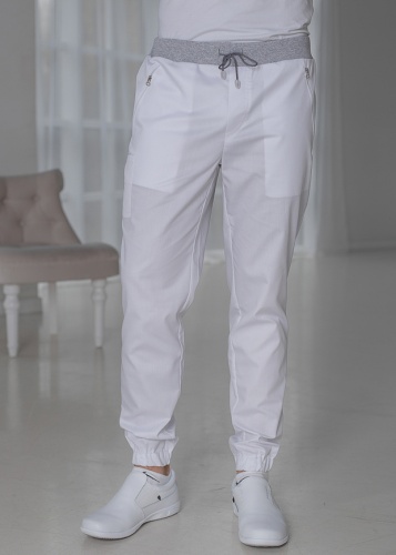 Медицинские брюки мужские белые Лечи Красиво 7004