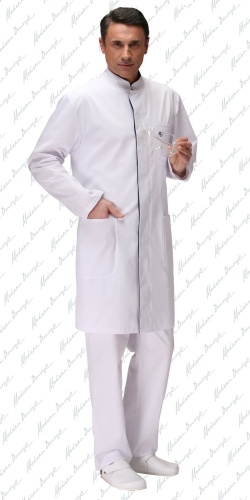 Медицинский мужской халат белый Модный Доктор M-1590у
